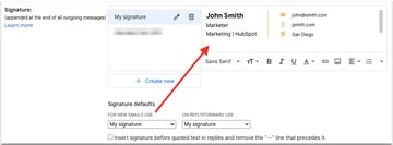 Изменения в разделе подписи электронной почты Gmail