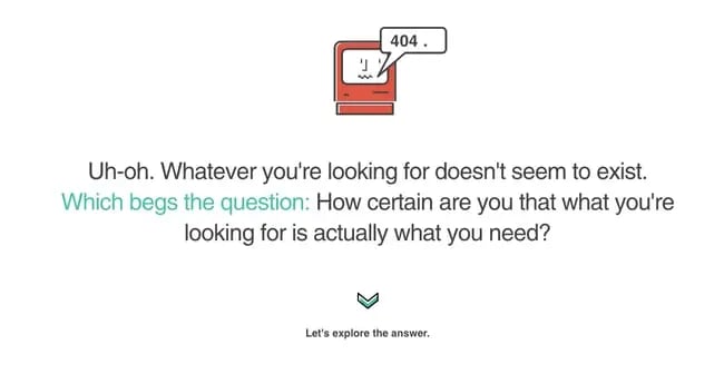 404 error page example from the website ervin and smith