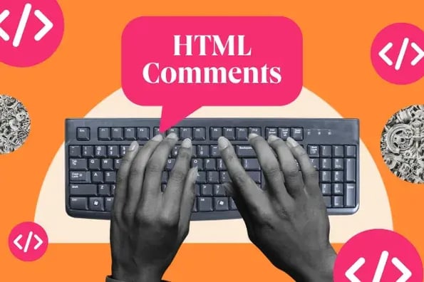 person leaving a comment in html by typing on a keyboard