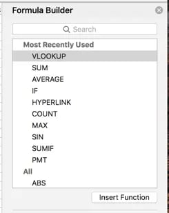 Excel's Formula Builder, used to ensure no errors are made