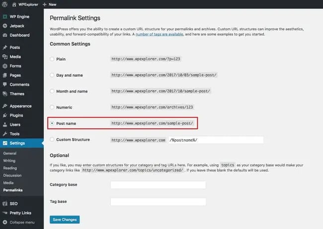 Wordpress Permalink Settings converting Wix to WordPress