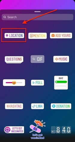 how to add your location to your instagram story step 2