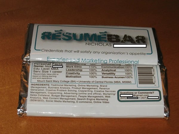 Candy Bar Resume