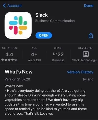 customer engagement example: slack