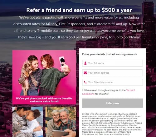 Referral program examples: T-mobile