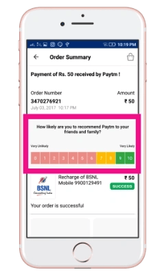 customer satisfaction survey example: paytm