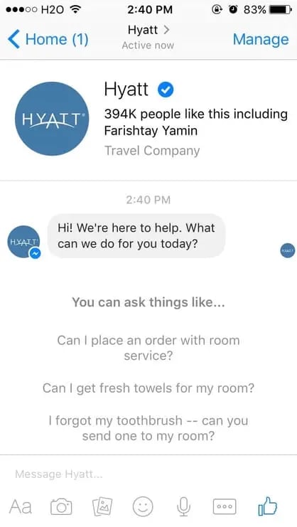  example of customer service messaging