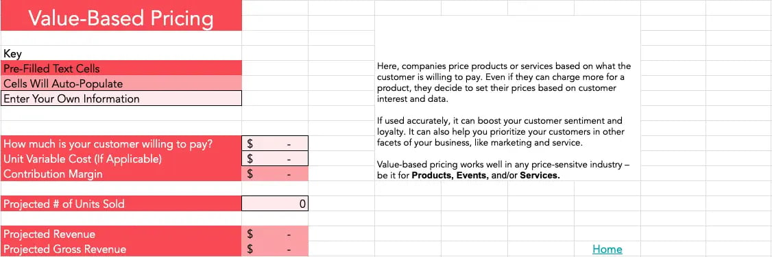 value based pricing calculator