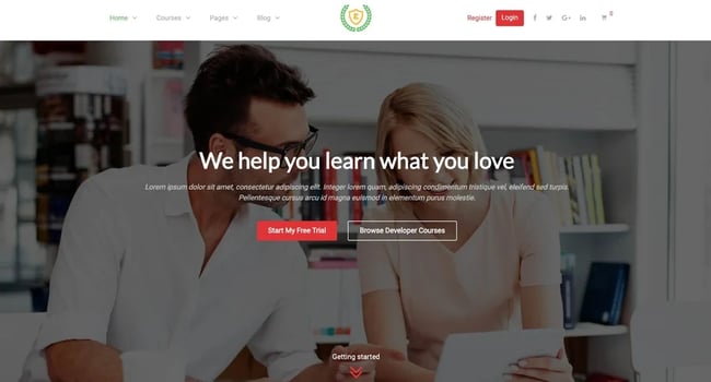 demo page for the elearning wordpress theme epsilon