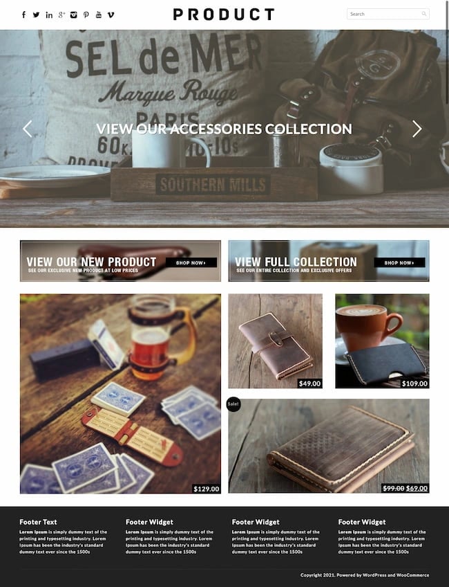 Product WooCommerce WordPress Theme demo