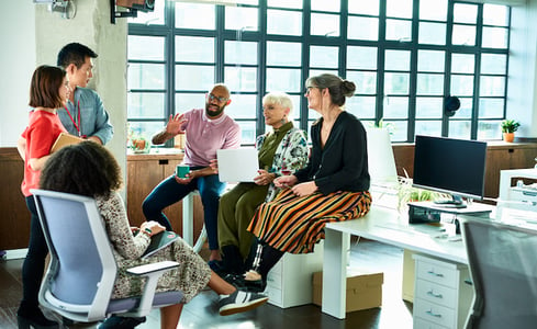 Highly engaged employees in a meeting