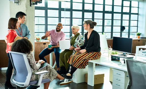 Highly engaged employees in a meeting