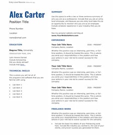 Resume templates, Word, Entry-level