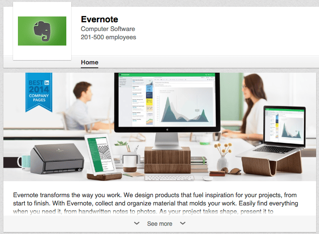 evernote linkedin page.