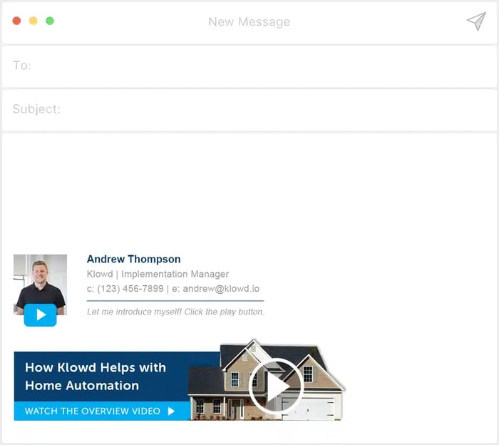 Email signature example by Andrew Thompson with video embedded