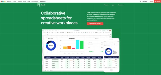 Excel alternative, Zoho Sheet