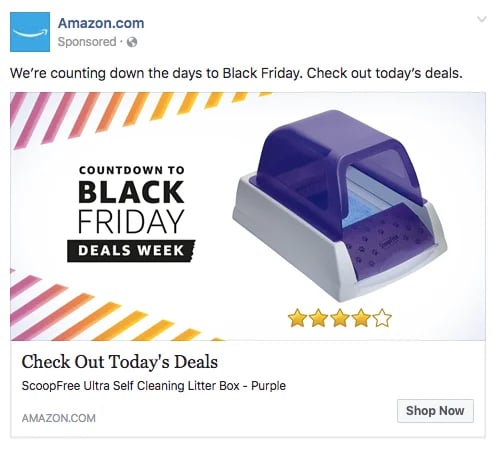 Amazon Litterbox Ad for Desktop News Feed Ad Placement