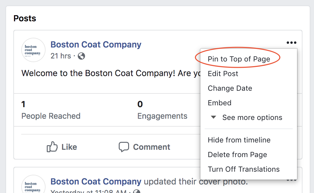 delete comment on facebook business page