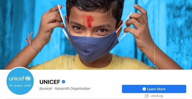 Facebook Page cover from UNICEF's FB Page