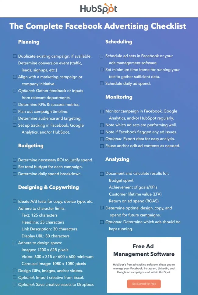 complete facebook advertising checklist