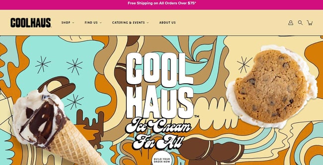 Food truck website design example from Coolhaus.