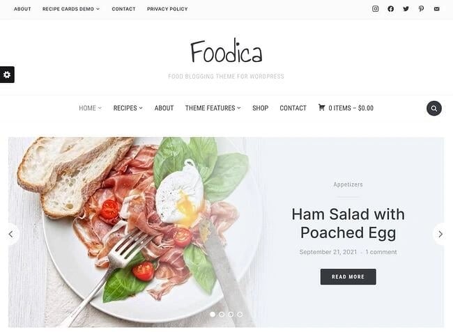 Gutenberg wordpress theme, Foodica