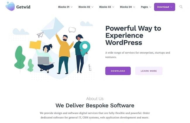 Gutenberg wordpress theme, Getwid