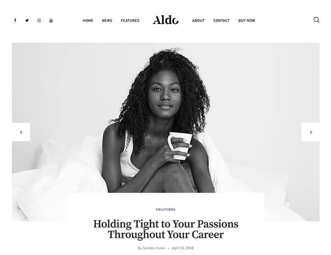 Gutenberg wordpress theme, Aldo