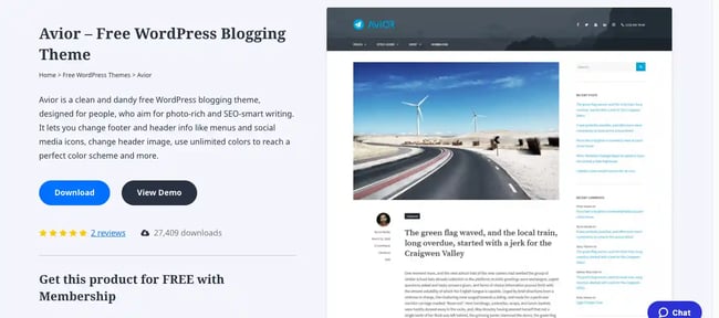 Gutenberg WordPress theme, Avior