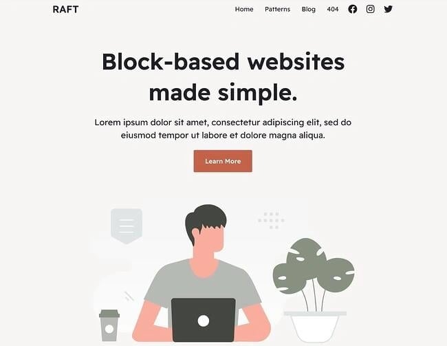 Gutenberg wordpress theme, Raft