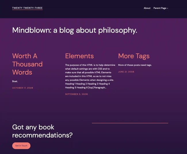 Gutenberg wordpress theme, Twenty Twenty-three