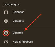 Inställningsutrustningsikon i Gmail -appen