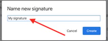 Поле имени подписи Gmail