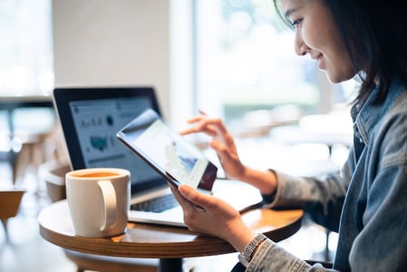 Woman looking at Google PageRank and trying to increase her website's domain authority. 