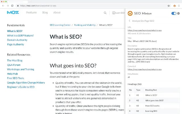 seo chrome extension: seo minion