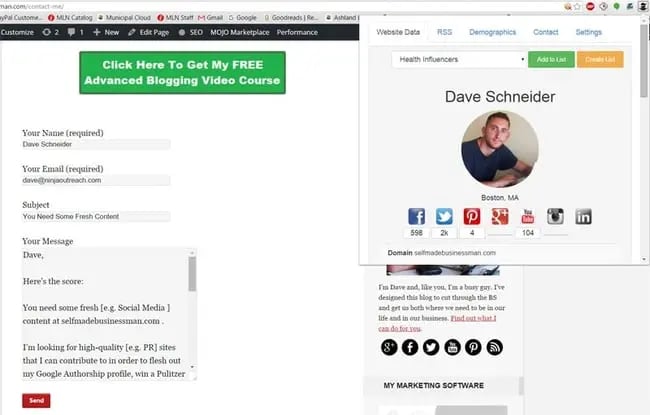 seo chrome extension: ninja outreach lite