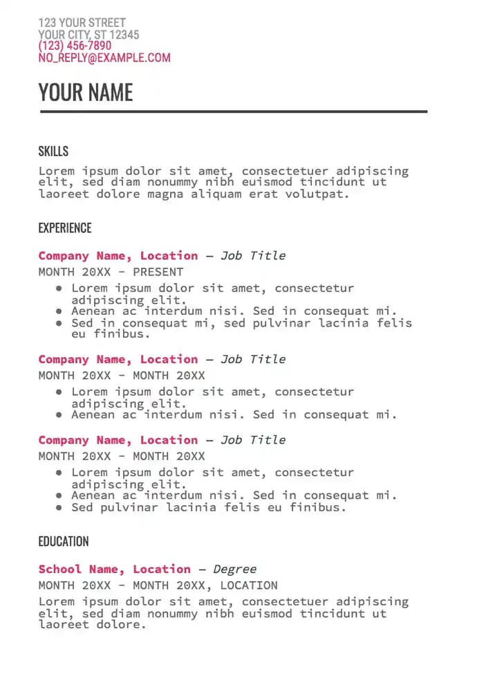 Modern Writer resume template