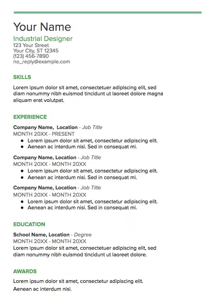 Spearmint resume template