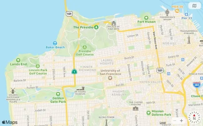 screenshot of google maps api alternative apple maps