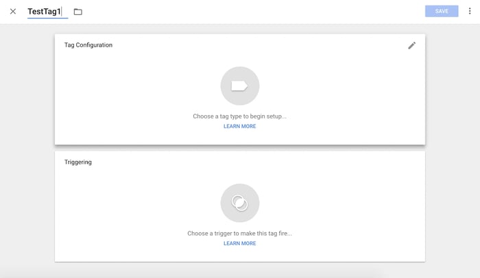 Tag configuration screen in Google Tag Manager