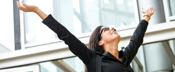 happy woman at work