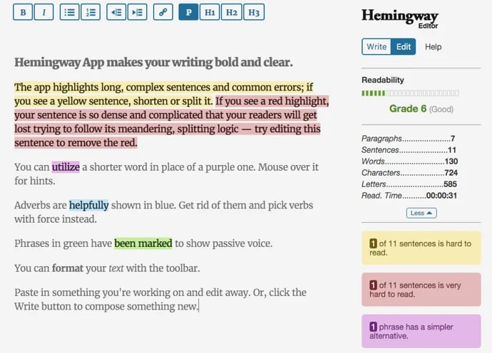 hemingway app