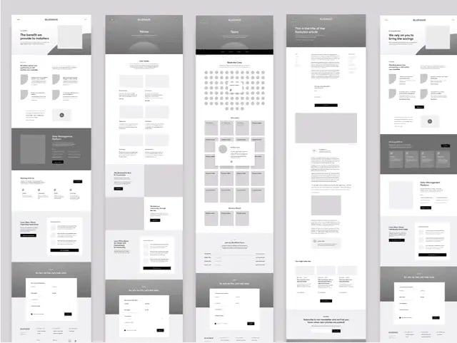 Medium Fidelity Wireframe Example black and white