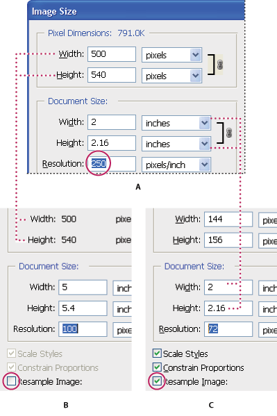 adjusting resolution in adobe photoshop image size feature