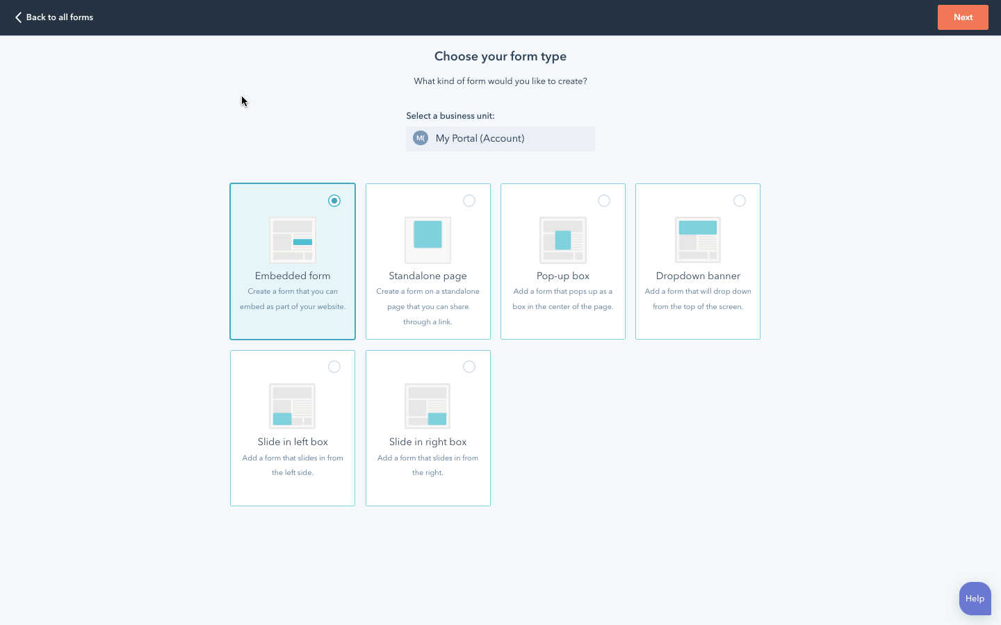 how to create a registration form hubspot step 4: choose the form type