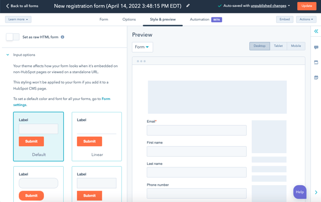 how to create a registration form hubspot step 10: preview registration form