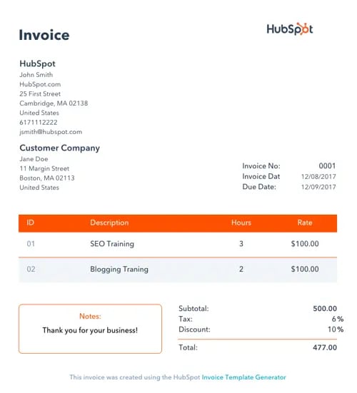 HubSpot Invoice Generator