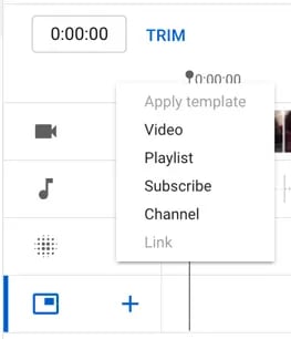 youtube studio video editor end screen elements menu