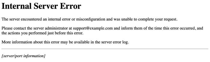 screenshot of an http 500 internal server error message example