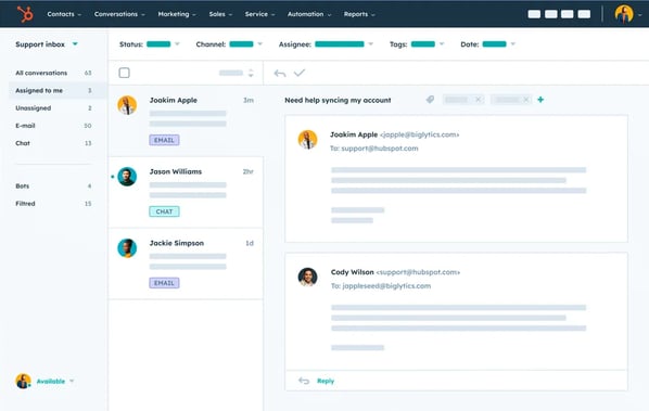 Email management software, HubSpot Service Hub